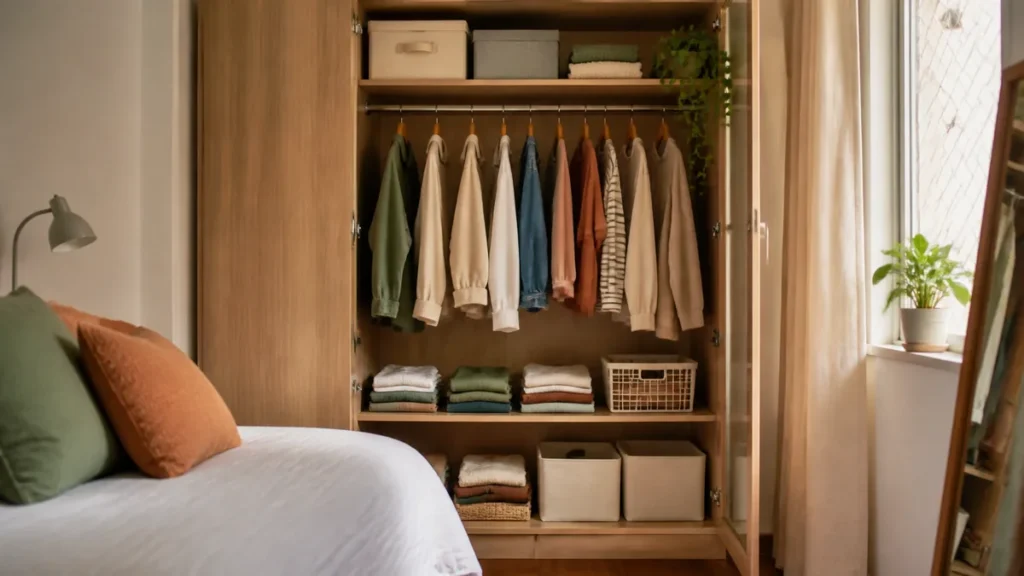 Guarda-roupa pequeno organizado